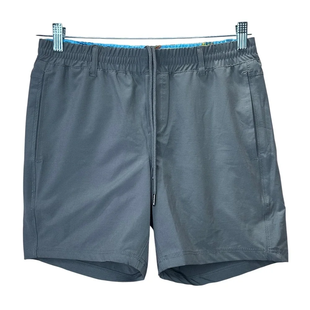 Birdie Bound‎ Men's Swim Trunks Size S P Ch Gray Elastic Waist Drawstring Ducks